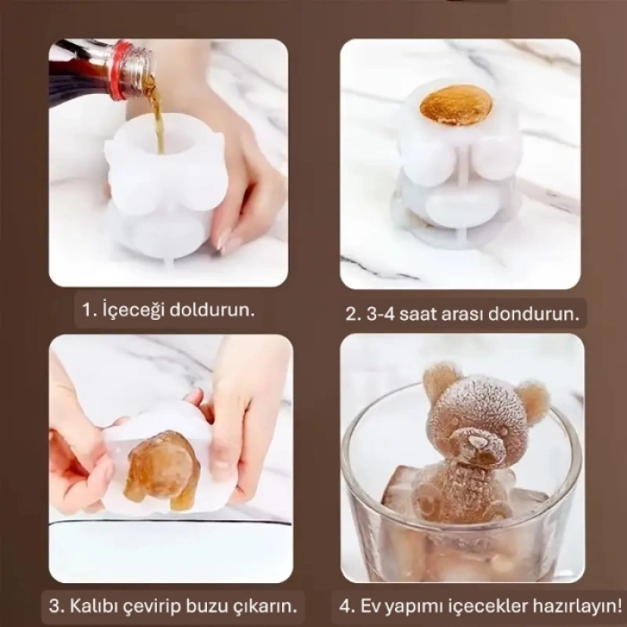 VipMarketim Ayı Şekilli Silikon Buz Kalıbı