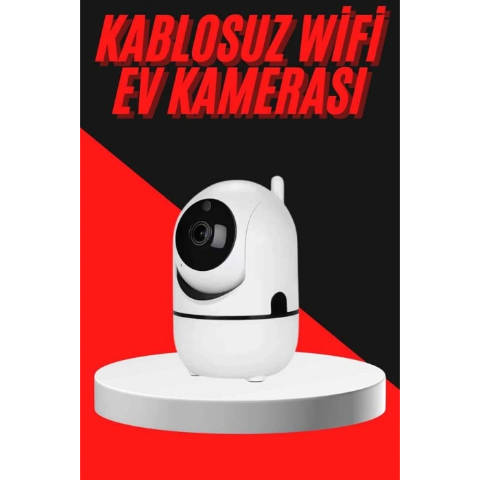 VipMarketim Baby Kamera Kablosuz 720P Beyaz 360 Derece Wifi Kamera Full HD 1080p