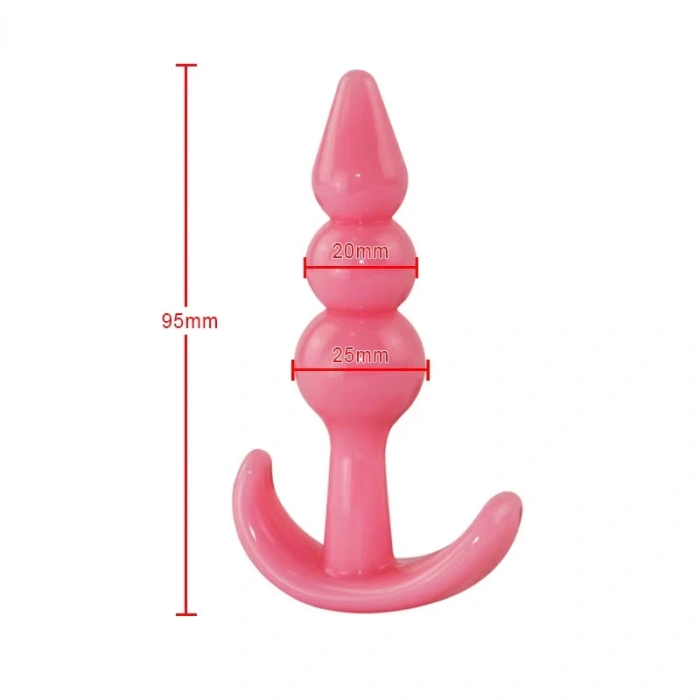 VipMarketim Backpart 3 Boğumlu Silikon Anal Tıkaç - Pembe