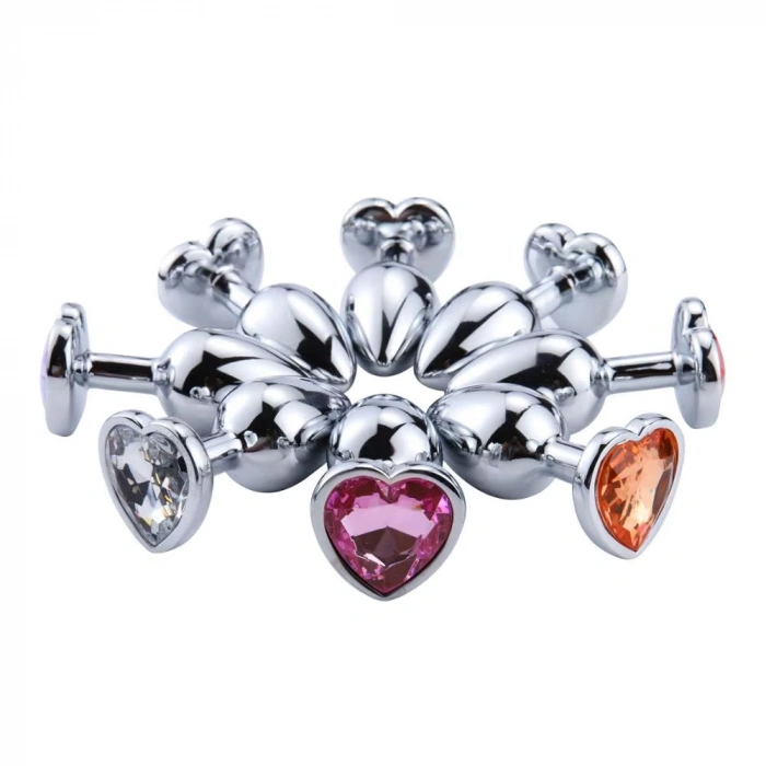 VipMarketim Backpart Paslanmaz Çelik Metal Kalpli Taşlı Anal Tıkaç (plug) - Small