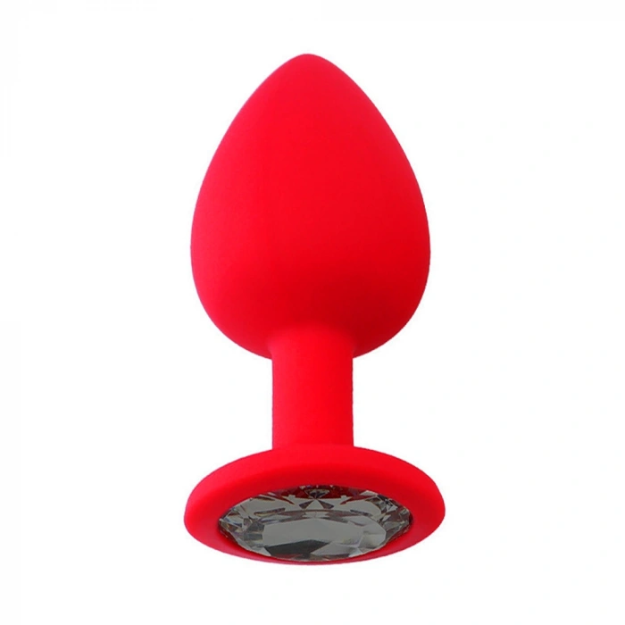 VipMarketim Backpart Taşlı Silikon Anal Tıkaç - Kırmızı