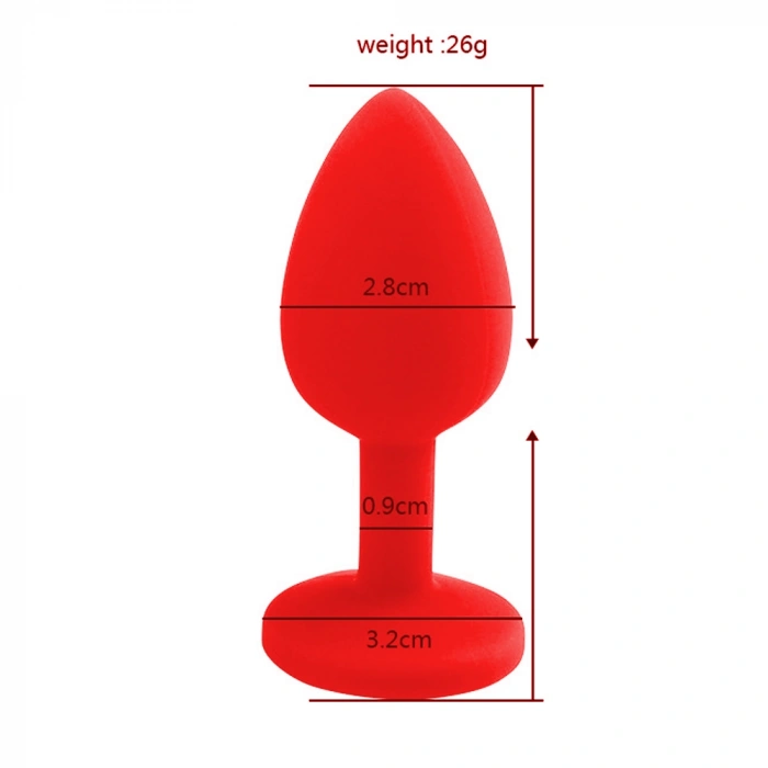 VipMarketim Backpart Taşlı Silikon Anal Tıkaç - Kırmızı
