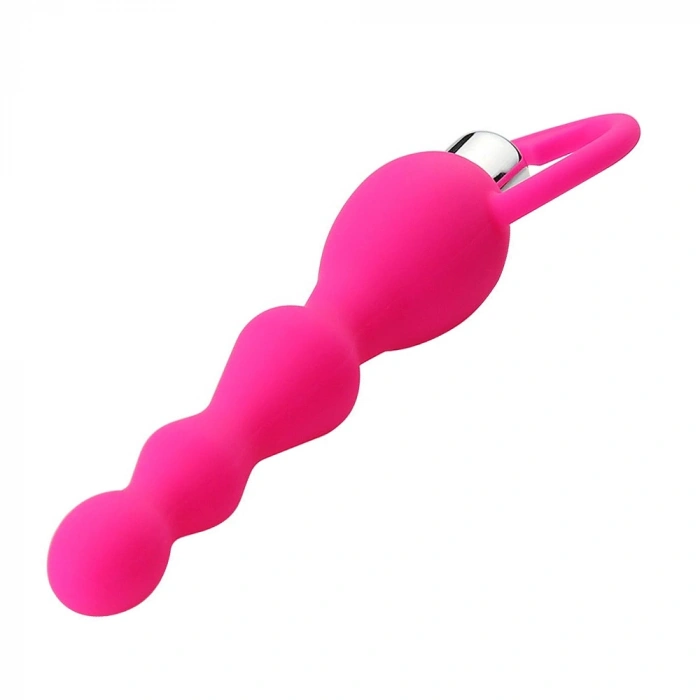 VipMarketim Backpart Titreşimli Boğumlu Halkalı Anal Tıkaç - Pembe