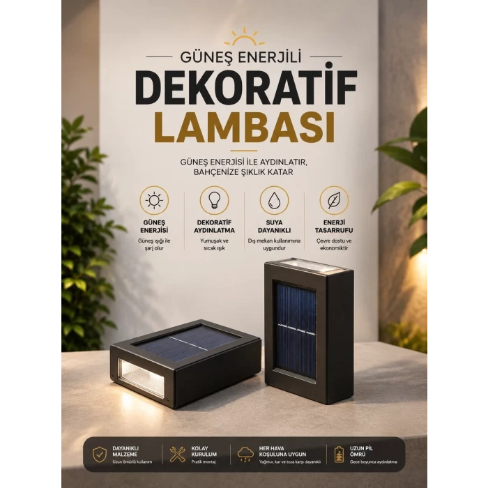 VipMarketim Bahçe Aydınlatması Solar Güneş Enerjili Dekoratik Led Işıklı Lamba