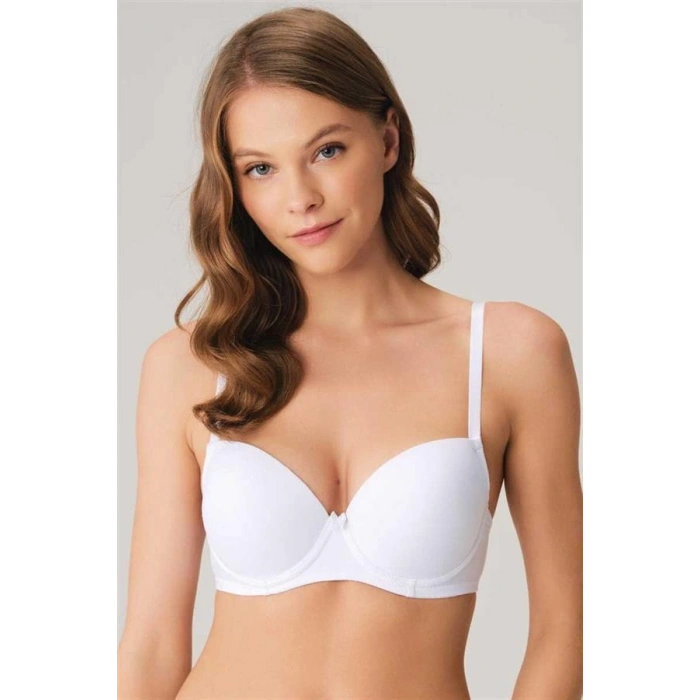 VipMarketim Balenli Destekli Dolgulu Askıları Çıkabilen Günlük Klasik T-Shirt Sütyeni