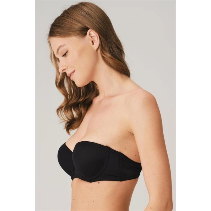 VipMarketim  Balenli Destekli Dolgulu Askısız Straplez Günlük Klasik T-shirt Sütyeni