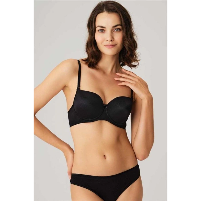 VipMarketim Balenli Desteksiz Dolgusuz Askıları Çıkabilen Günlük Klasik T-Shirt Sütyeni