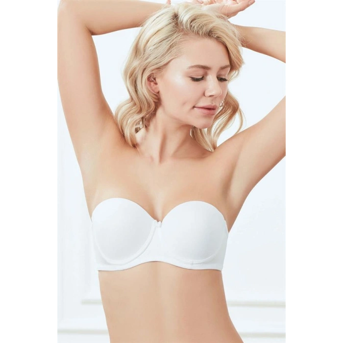 VipMarketim  Balenli Desteksiz Dolgusuz Askısız Straplez Günlük Klasik T-shirt Sütyeni