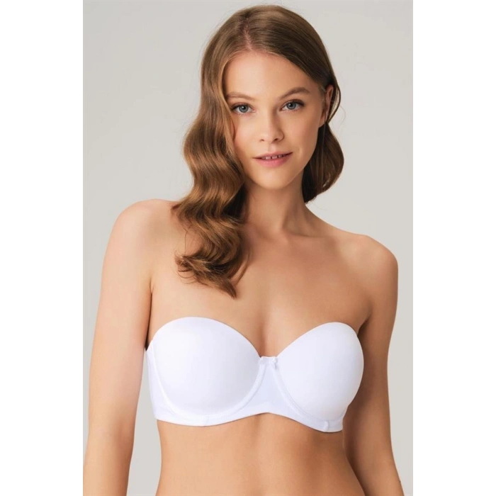 VipMarketim  Balenli Desteksiz Dolgusuz Askısız Straplez Yumuşak Süngerli Günlük Klasik T-shirt Sütyeni