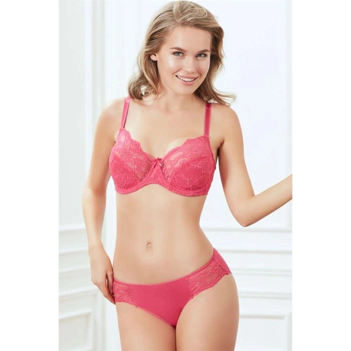 VipMarketim  Balenli Desteksiz Dolgusuz Toparlayıcı Dantelli Küçültücü Sütyen Ve Slip Takım