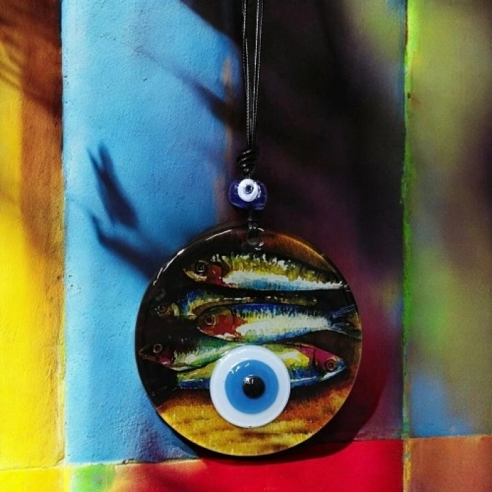 VipMarketim Balık Desenli 12 Cm Füzyon Cam Duvar Süsü