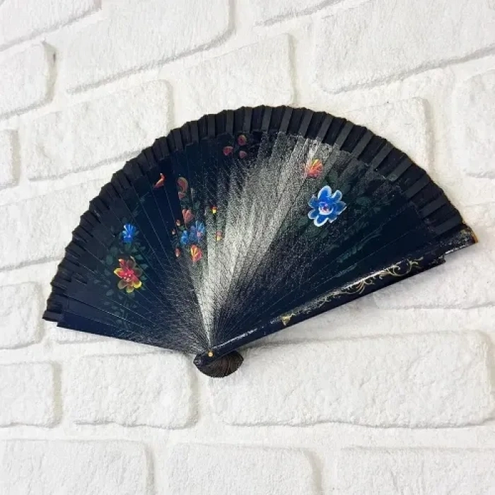 VipMarketim Bambu Çift Taraflı Siyah Yelpaze 12li Paket