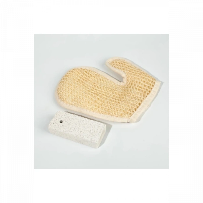 VipMarketim Banyo Lifi Kesesi Sisal Eldiven Eksfoliye Edici ve Topuk Ponza Taşı