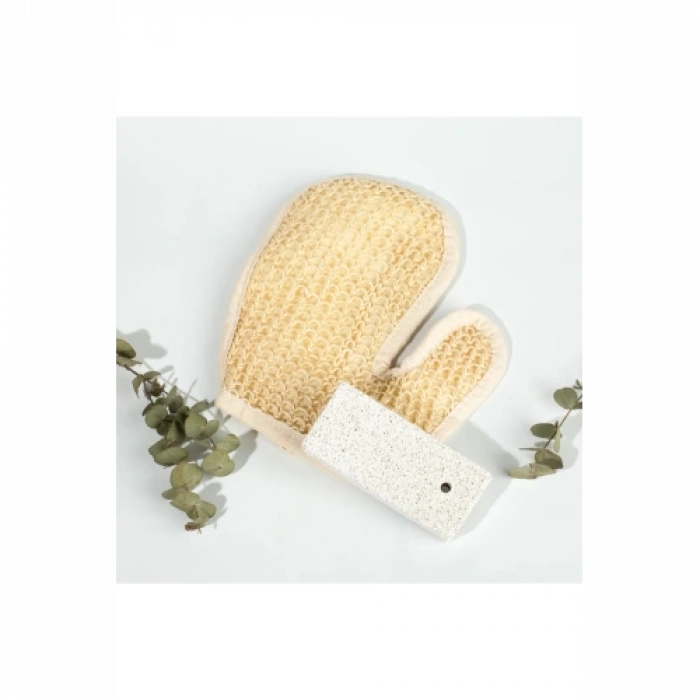 VipMarketim Banyo Lifi Kesesi Sisal Eldiven Eksfoliye Edici ve Topuk Ponza Taşı
