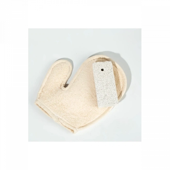 VipMarketim Banyo Lifi Kesesi Sisal Eldiven Eksfoliye Edici ve Topuk Ponza Taşı