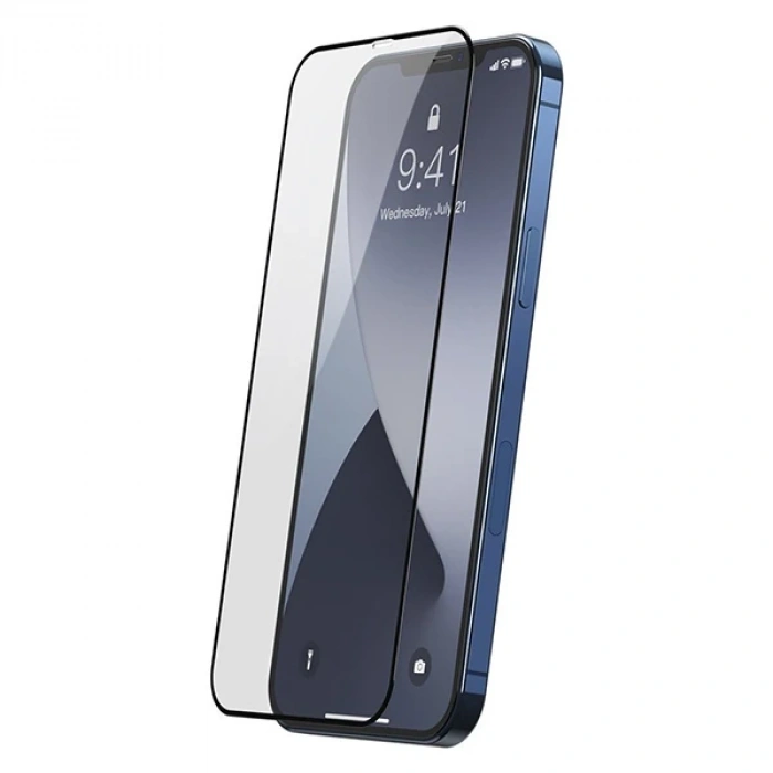 VipMarketim Baseus 0.25MM İPhone 12-12 PRO 6.1 3D Full Tempered Cam Ekran Koruyucu 2adet-(5775)