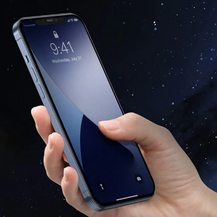 VipMarketim Baseus 0.25MM İPhone 12-12 PRO 6.1 3D Full Tempered Cam Ekran Koruyucu 2adet-(5775)