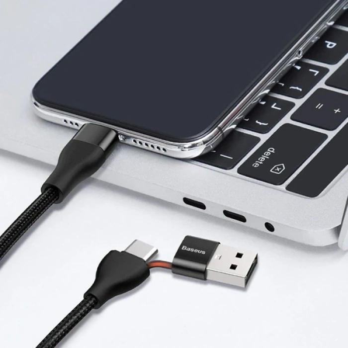 VipMarketim Baseus 2in1 Dual Output Cable/USB-A+Type-C İPhone 18W Hızlı Şarj Usb Kablo 1m-(5775)