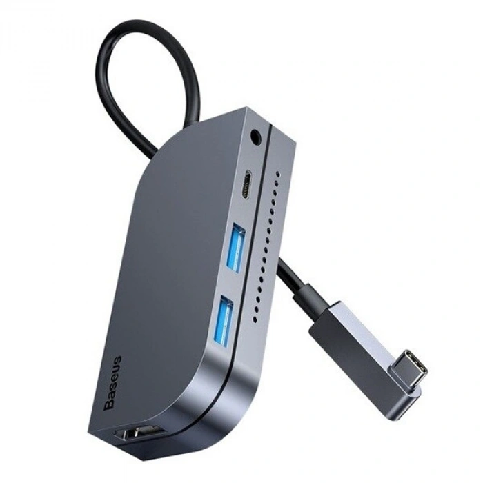 VipMarketim BASEUS Bending Angle No.7 Çok fonksiyonlu 6 Port Type-C Hub (CAHUB-CWJ0G)-(5775)