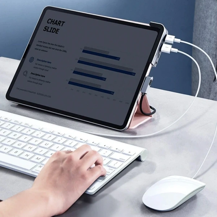 VipMarketim BASEUS Bending Angle No.7 Çok fonksiyonlu 6 Port Type-C Hub (CAHUB-CWJ0G)-(5775)