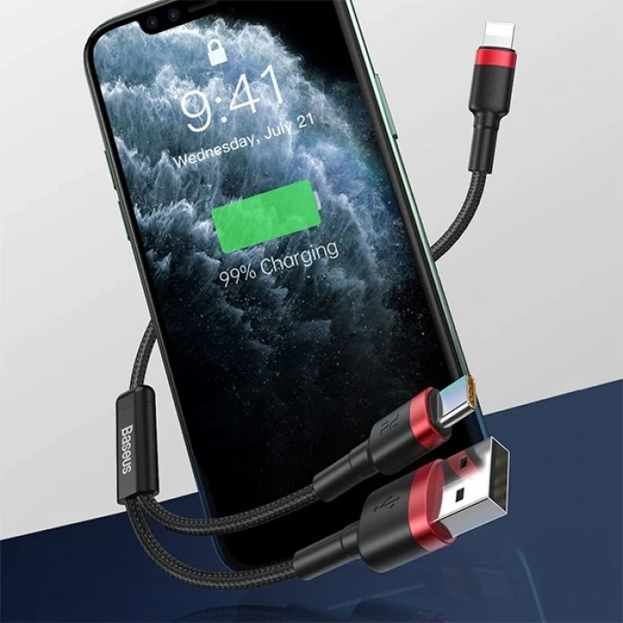 VipMarketim Baseus Cafule 2in1 Type C PDHızlı Şarj+iPhone Hızlı USB Şarj Kablosu-(5775)