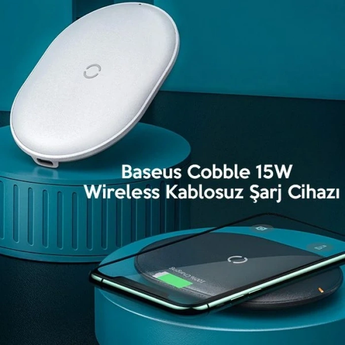 VipMarketim Baseus Cobble 15W wireless Kablosuz Şarj Cihazı İPhone 12-11XS MAX XR 8-(5775)