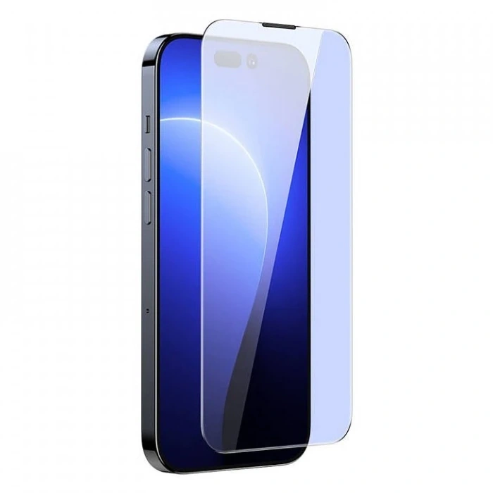 VipMarketim Baseus Crystal 0.3mm Anti-Blue iPhone 14 Pro Full Tempered Ekran Koruyucu 2 Adet Set-(5775)