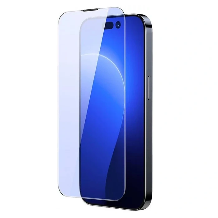 VipMarketim Baseus Crystal 0.3mm Anti-Blue iPhone 14 Pro Full Tempered Ekran Koruyucu 2 Adet Set-(5775)