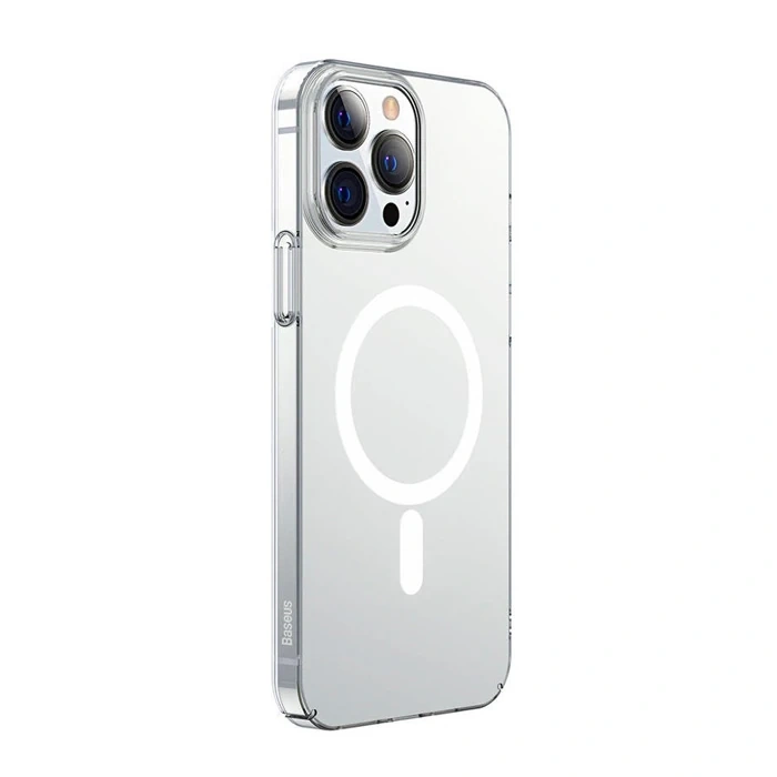 VipMarketim Baseus Crystal iPhone 13 Pro Magsafe Silikon Kılıf + Tempered Ekran Koruyucu Set-(5775)