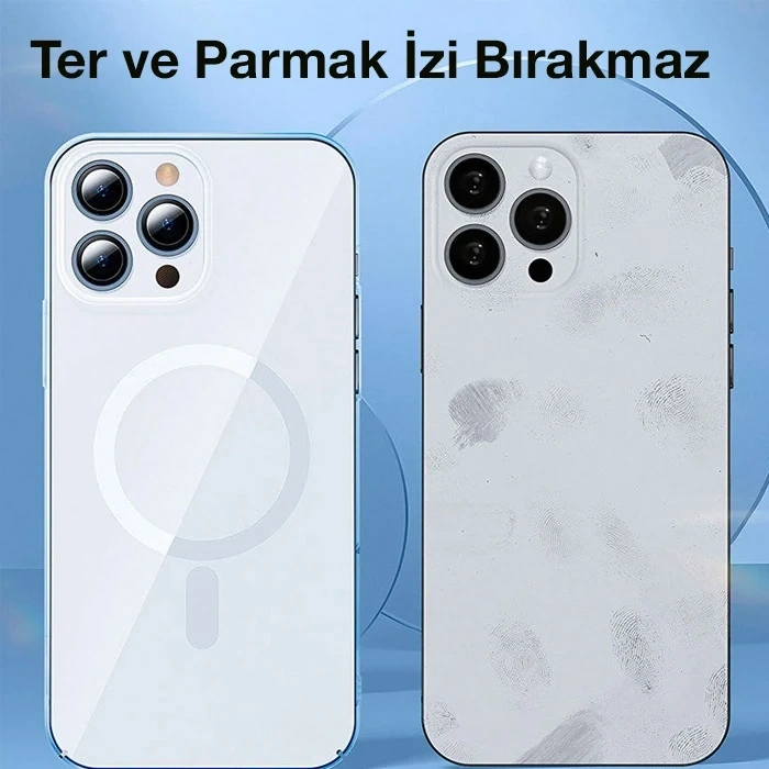 VipMarketim Baseus Crystal iPhone 13 Pro Magsafe Silikon Kılıf + Tempered Ekran Koruyucu Set-(5775)