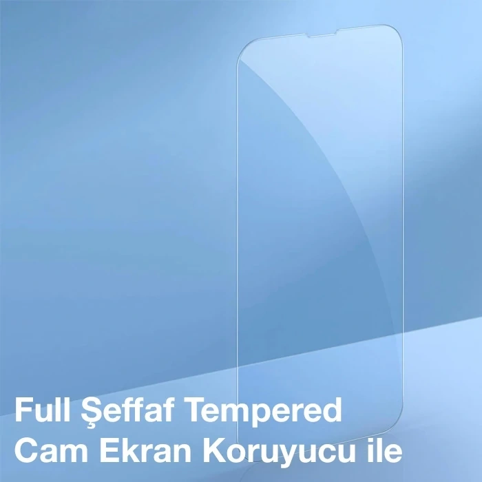 VipMarketim Baseus Crystal iPhone 13 Pro Magsafe Silikon Kılıf + Tempered Ekran Koruyucu Set-(5775)