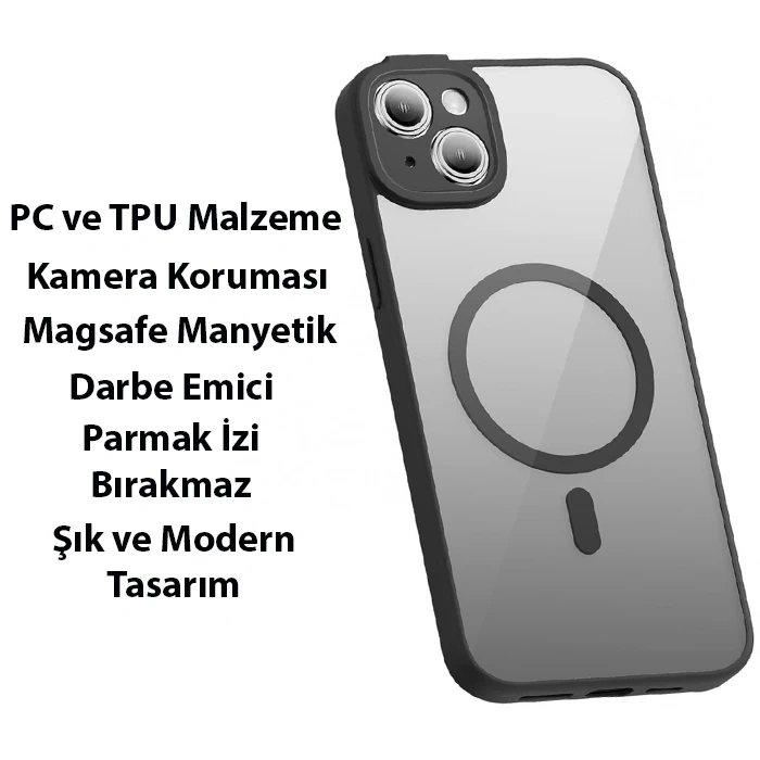 VipMarketim Baseus Frame Series iPhone 14 6.1 Kamera Koruyuculu Magsafe Kılıf + Tempered Ekran Koruyucu Set-(5775)