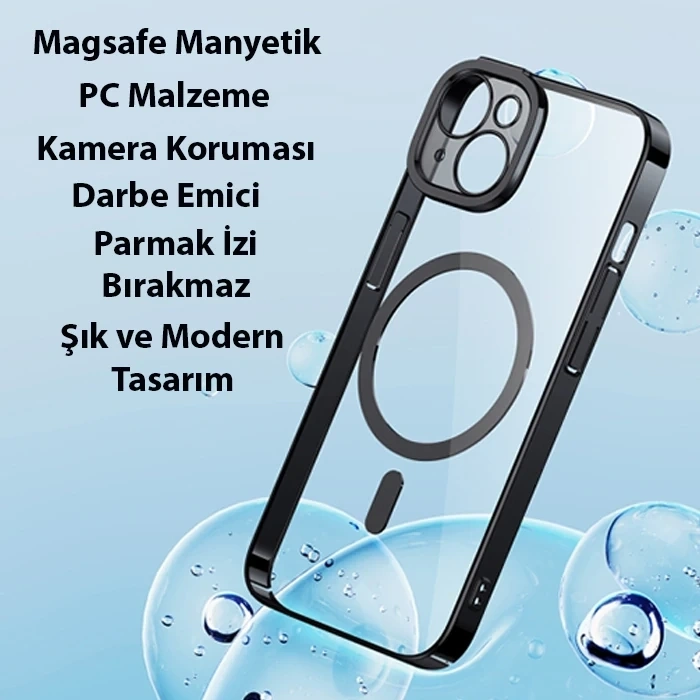 VipMarketim Baseus Glitter iPhone 14 Plus 6.7 Magsafe Silikon Kılıf + Tempered Ekran Koruyucu Set-(5775)