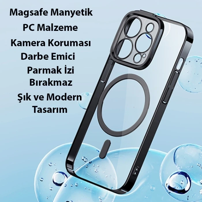 VipMarketim Baseus Glitter iPhone 14 Pro Max 6.7 Magsafe Silikon Kılıf + Tempered Ekran Koruyucu Set-(5775)
