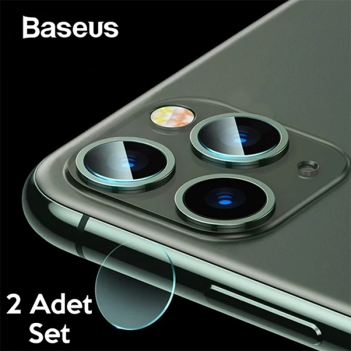 VipMarketim Baseus iPhone 11 Pro 11 Pro Max Tempered Kamera Lens Koruma Camı 2Set-(5775)