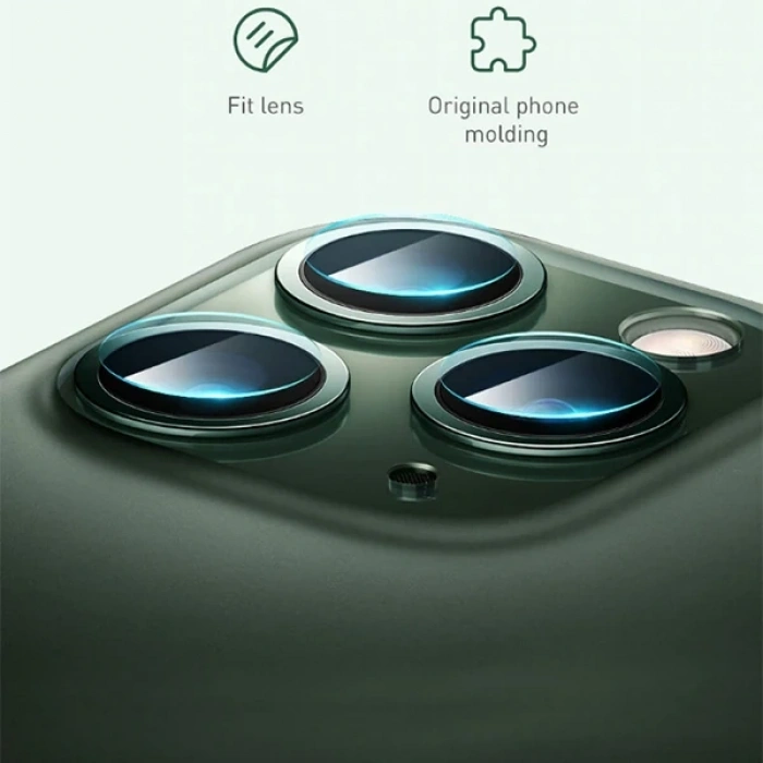 VipMarketim Baseus iPhone 11 Pro 11 Pro Max Tempered Kamera Lens Koruma Camı 2Set-(5775)