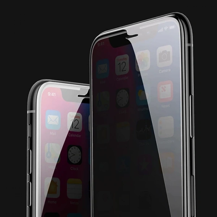 VipMarketim Baseus İPhone 11 Pro Max- XS Max 3D Anti-Peep Privacy Gizlilik Cam Ekran Koruyucu-(5775)