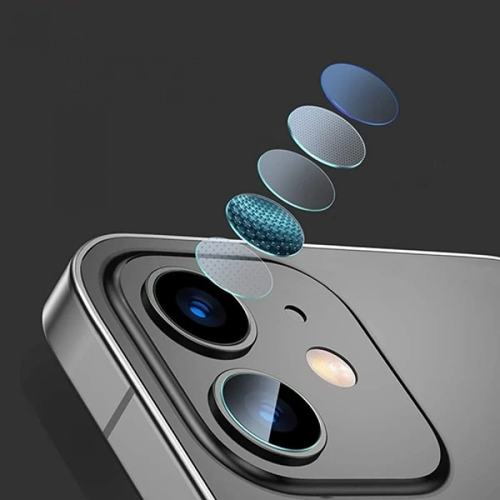 VipMarketim Baseus iPhone 12 6.1 Tempered Kamera Lens Koruma Camı 2Set 12 Mini Uyumlu-(5775)