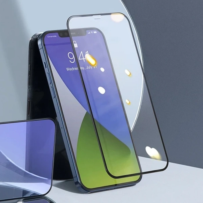 VipMarketim Baseus İPhone 12 Mini 5.4 0.3MM 3D Full Tempered Cam Ekran Koruyucu 2Adet Set-(5775)