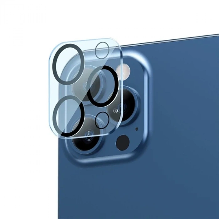 VipMarketim BASEUS iPhone 12 Pro 6.1 3D Full Kaplama Kamera Koruyucu Cam 2 Adet Set-(5775)
