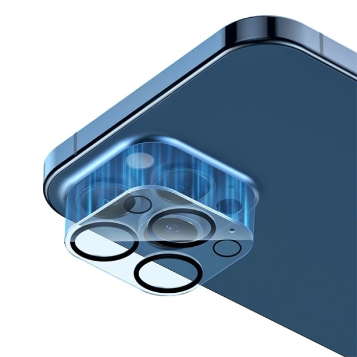 VipMarketim BASEUS iPhone 12 Pro 6.1 3D Full Kaplama Kamera Koruyucu Cam 2 Adet Set-(5775)