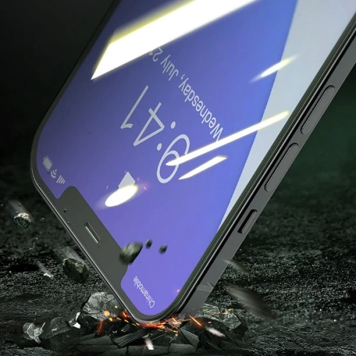 VipMarketim BASEUS İPhone 12 Pro Max 6.7 0.30mm Full Tempered Cam Ekran Koruyucu 2Set Anti-Bluelight-(5775)