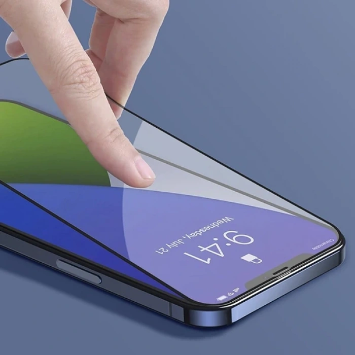 VipMarketim Baseus İPhone 12 Pro Max 6.7 0.3MM 3D Full Tempered Cam Ekran Koruyucu 2Adet Set-(5775)