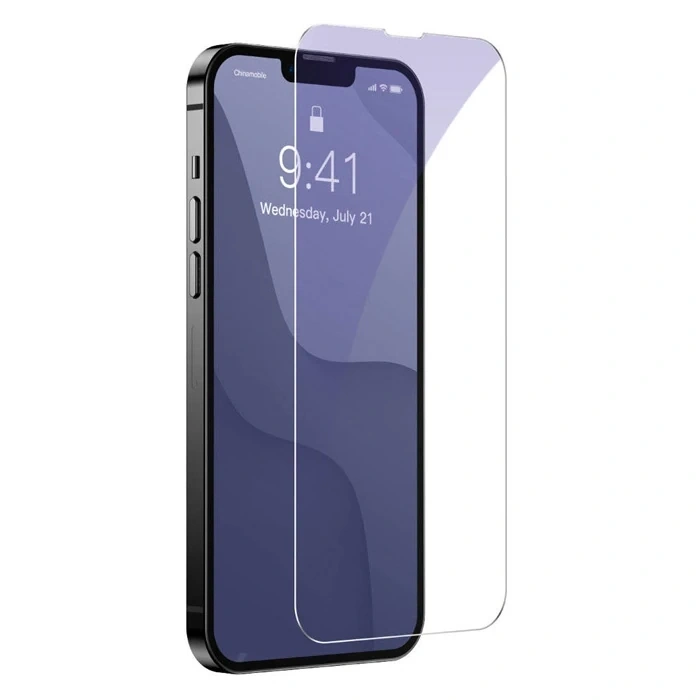 VipMarketim Baseus iPhone 13 Pro Max 0.3mm Göz Korumalı Full Cam Ekran Koruyucu 2 Adet Set-(5775)