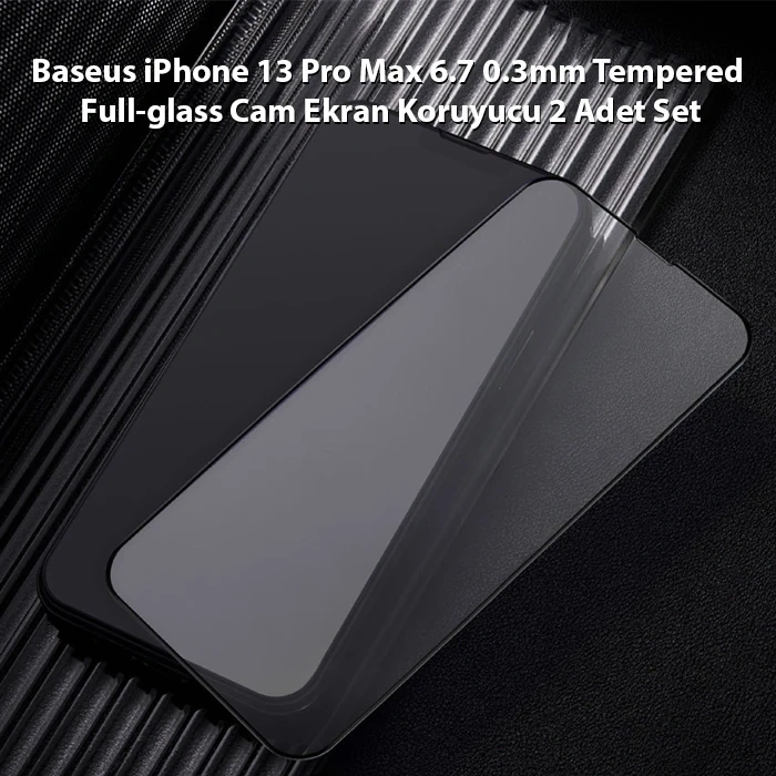 VipMarketim Baseus iPhone 13 Pro Max 6.7 0.3mm Tempered Full-glass Cam Ekran Koruyucu 2 Adet Set-(5775)