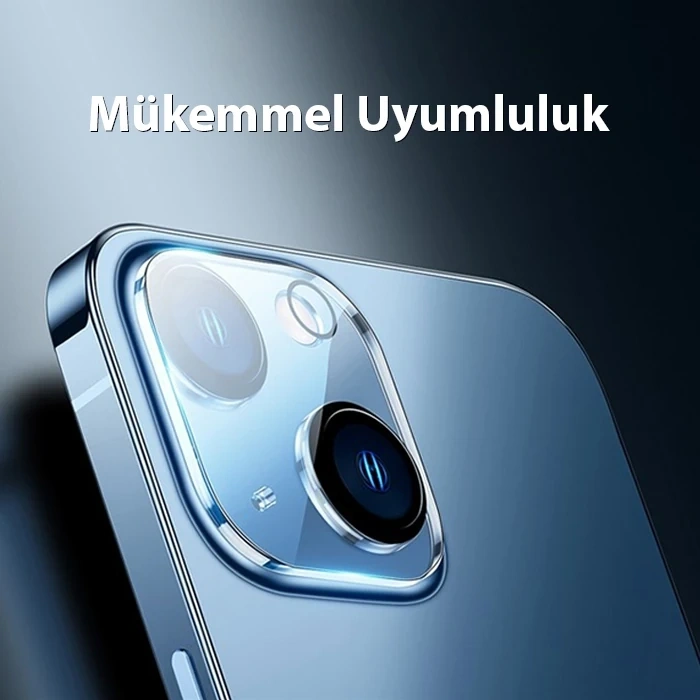 VipMarketim Baseus iPhone 14-14 Plus ile Uyumlu 0.3mm Full Tempered Kamera Lens Koruma Camı 2 Adet Set-(5775)