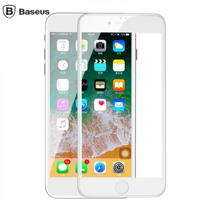 VipMarketim Baseus İPhone 78 Plus 4D Cam Ekran Koruyucu Kavisli Full Kaplama Kırılmaz Cam-(5775)