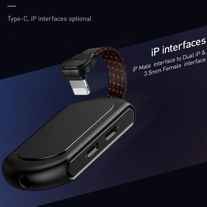 VipMarketim Baseus L47 3in1 2X iPhone Lightning başlık Ve 3.5mm Kulaklık Çıkışlı Şarj Adaptörü-(5775)