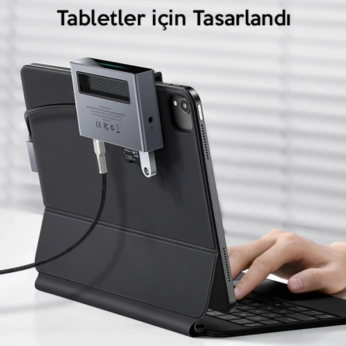 VipMarketim Baseus Magic Çok Fonksiyonlu Klipsli Type-C HUB 6in1 (USB3.0+SD+TF+HDMI+Type-C+3.5mm) Adaptör Çoklay-(5775)