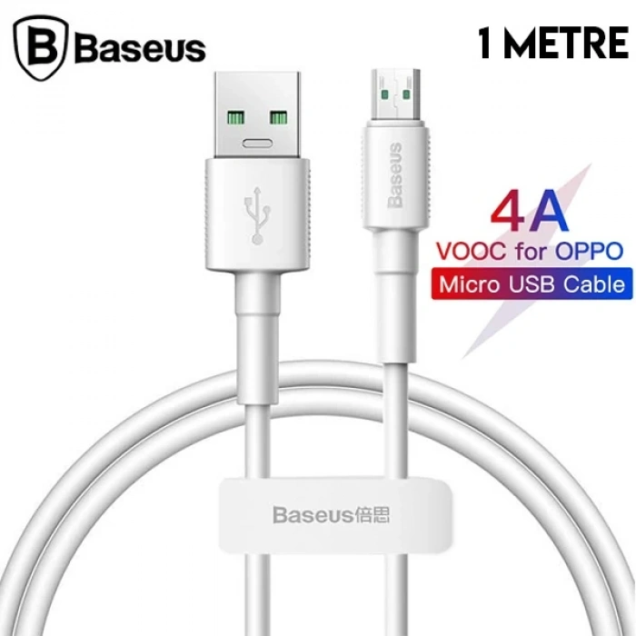 VipMarketim Baseus Mini White Micro USB 4A OPPO VIVO Dash Usb Şarj Kablosu 1Metre-(5775)